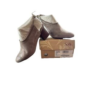 Sofft Shoes 8M SUNDANCE Lenora Mules Ankle Tie Block Heels Comfort Bronze Suede